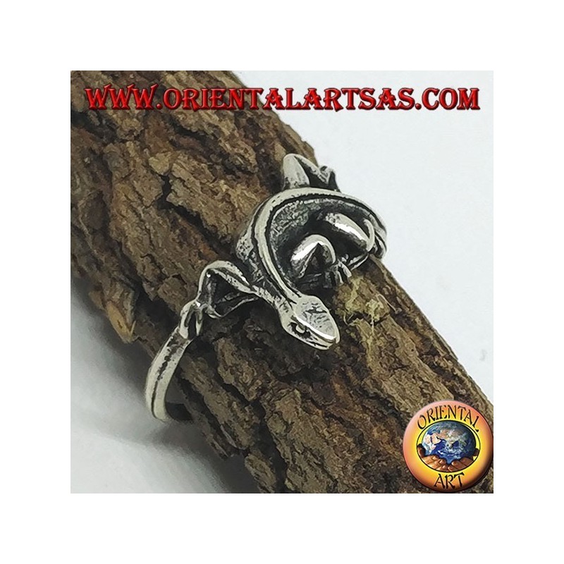 Anillo de plata, forma gekko gecko (pequeño)