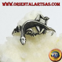Bague en argent, forme de gekko gecko (petit)