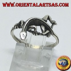 Bague en argent, forme de gekko gecko (petit)