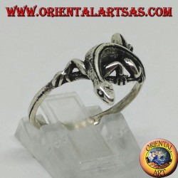 Bague en argent, forme de gekko gecko (petit)