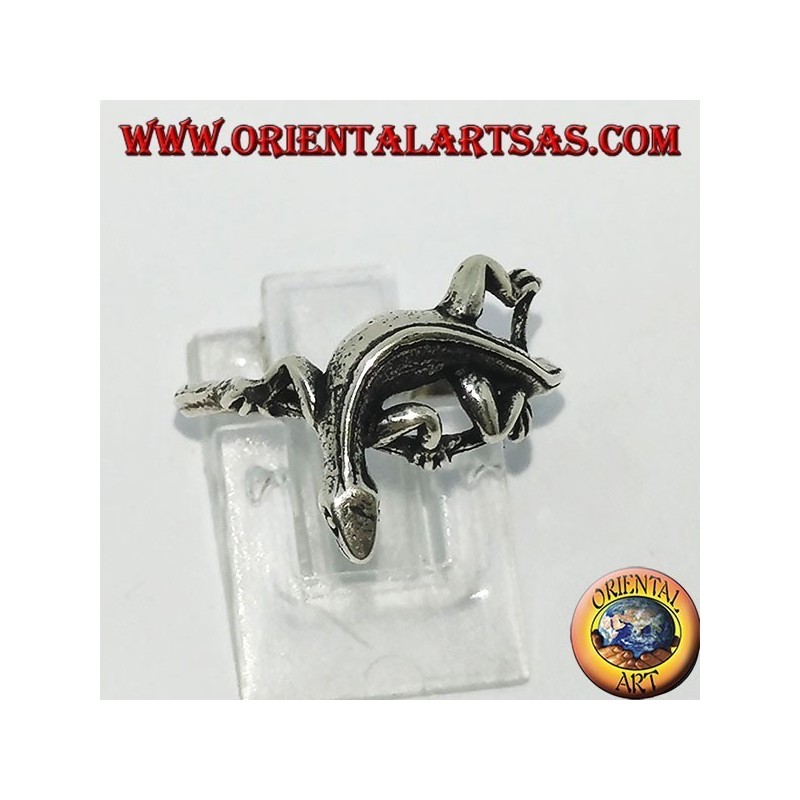 Silver ring, gekko gecko shape (small)