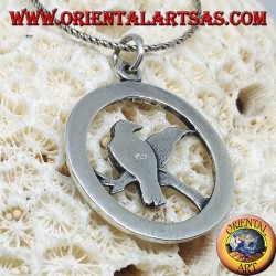 Pendentif en argent pour les corbeaux d'Odin Huginn et Muninn entourés de runes