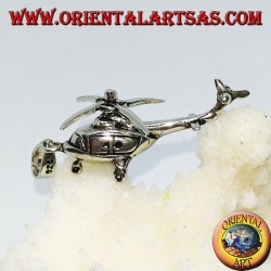 Silver pendant of a mobile helicopter