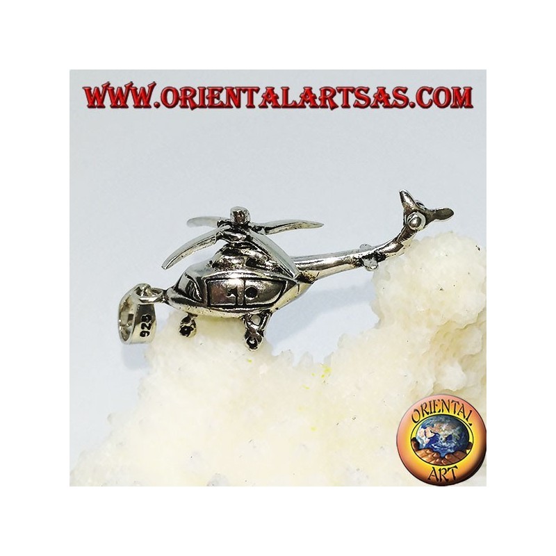 Silver pendant of a mobile helicopter