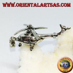 Silver pendant of a mobile helicopter