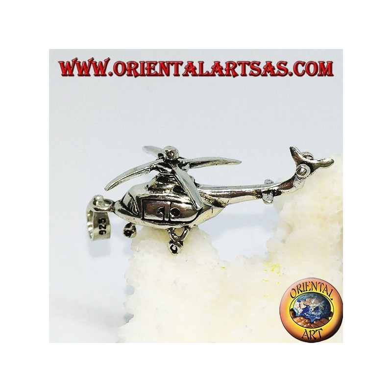 Pendentif en argent d'un hélicoptère mobile
