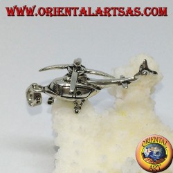 Pendentif en argent d'un hélicoptère mobile