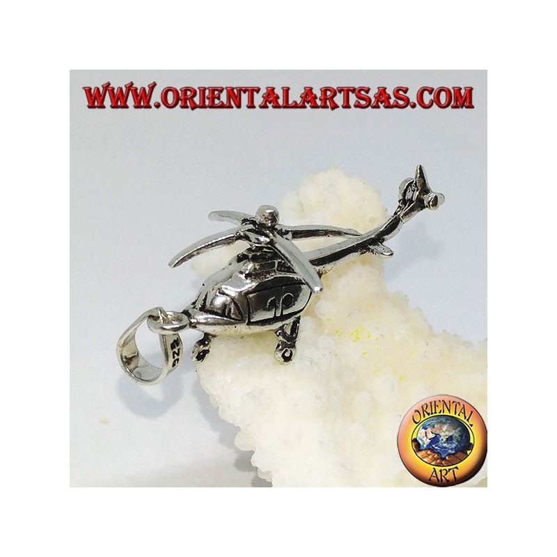 Pendentif en argent d'un hélicoptère mobile