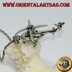 Colgante de plata de un helicóptero móvil.
