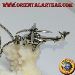 Pendentif en argent d'un hélicoptère mobile