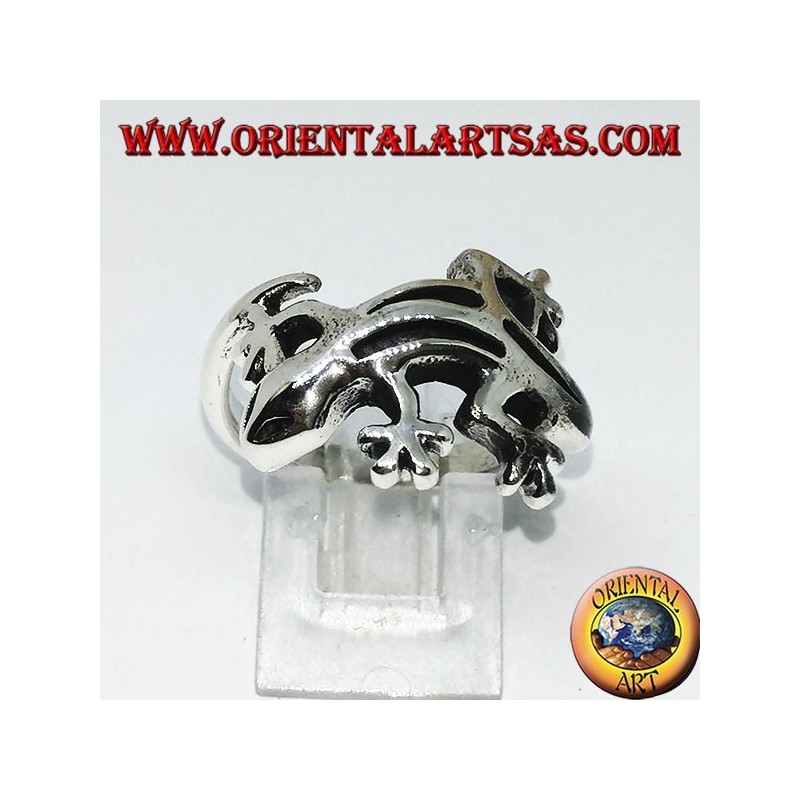 Anillo de plata gecko gekko, (medio)