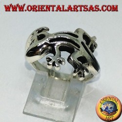 Silber Gecko gekko Ring, (mittel)