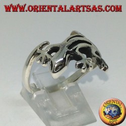 Silber Gecko gekko Ring, (mittel)