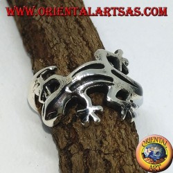 Silber Gecko gekko Ring, (mittel)
