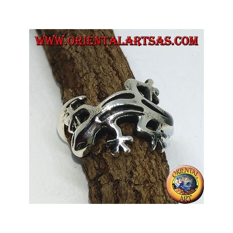 Anello in argento  geco gekko ,  (medio)