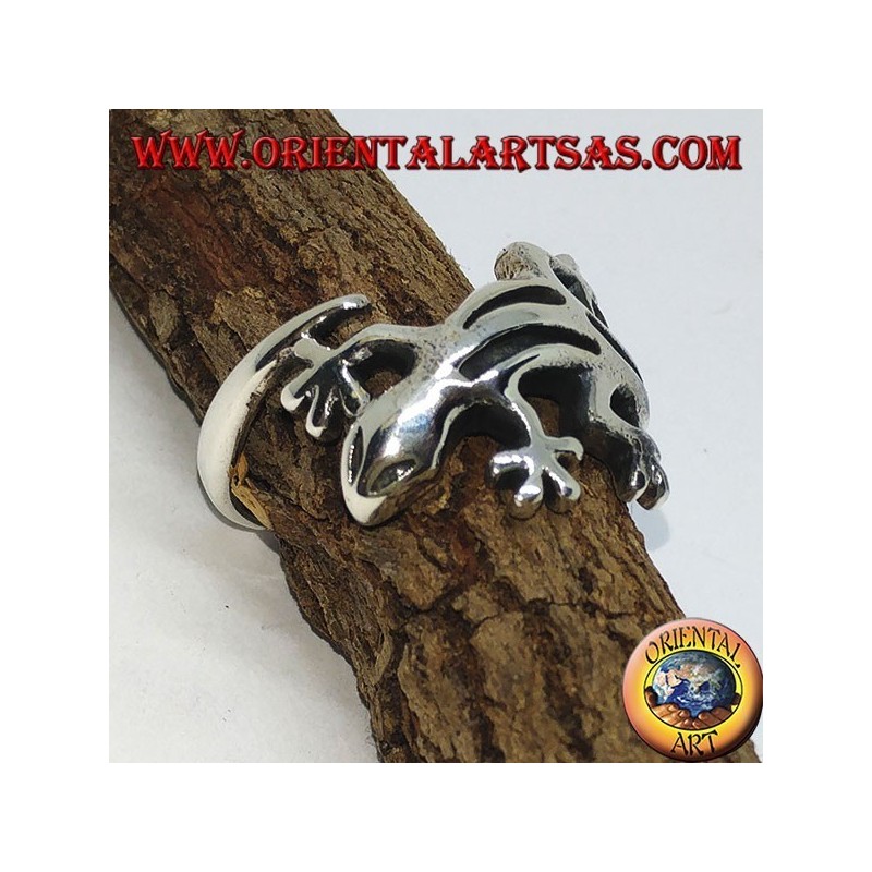 Silber Gecko gekko Ring, (mittel)