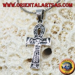 Pendentif en argent avec oeil d'ankh, oeil d'horus et hiéroglyphes (moyen)