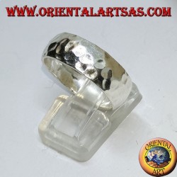 Rounded 8mm hammered silver band ring. hand made
