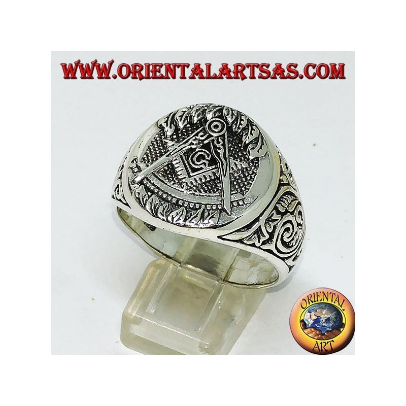 Bague en argent, boussole Freemason symbole équipe et G