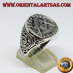 Bague en argent, boussole Freemason symbole équipe et G