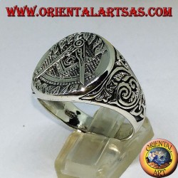 Bague en argent, boussole Freemason symbole équipe et G