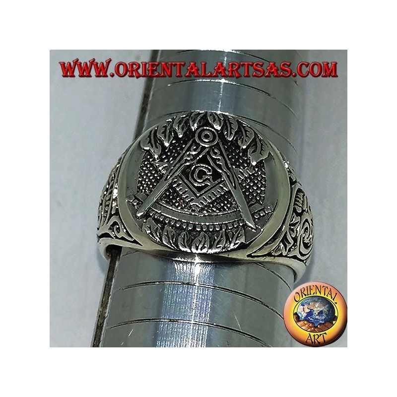 Silber Ring, Kompass-Symbol Team Freimaurer und G