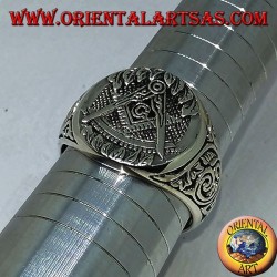 Bague en argent, boussole Freemason symbole équipe et G