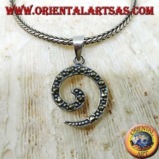 Colgante espiral de plata con marcasita.