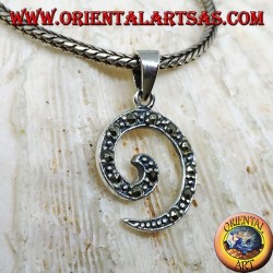 Silver spiral pendant with marcasite