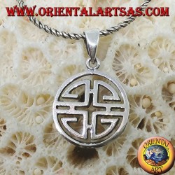 Pendentif en argent Shou (symbole de bénédiction du Feng Shui)