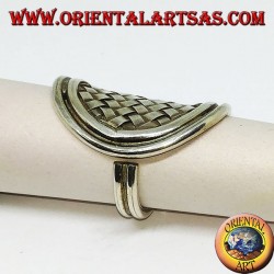 Anillo de plata, escudo trenzado de Karen hecho a mano.