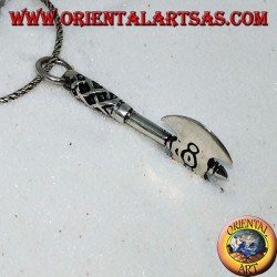 Colgante de plata, hacha vikinga doble.