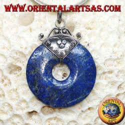 Silver pendant with lapis lazuli donut of mm. 37