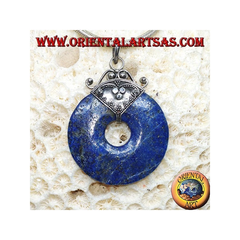 Pendentif en argent avec donut en lapis-lazuli de mm. 37