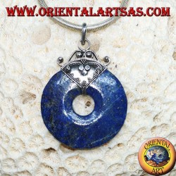 Silver pendant with lapis lazuli donut of mm. 37