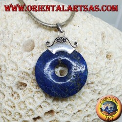 Pendentif en argent avec donut en lapis-lazuli de mm. 37