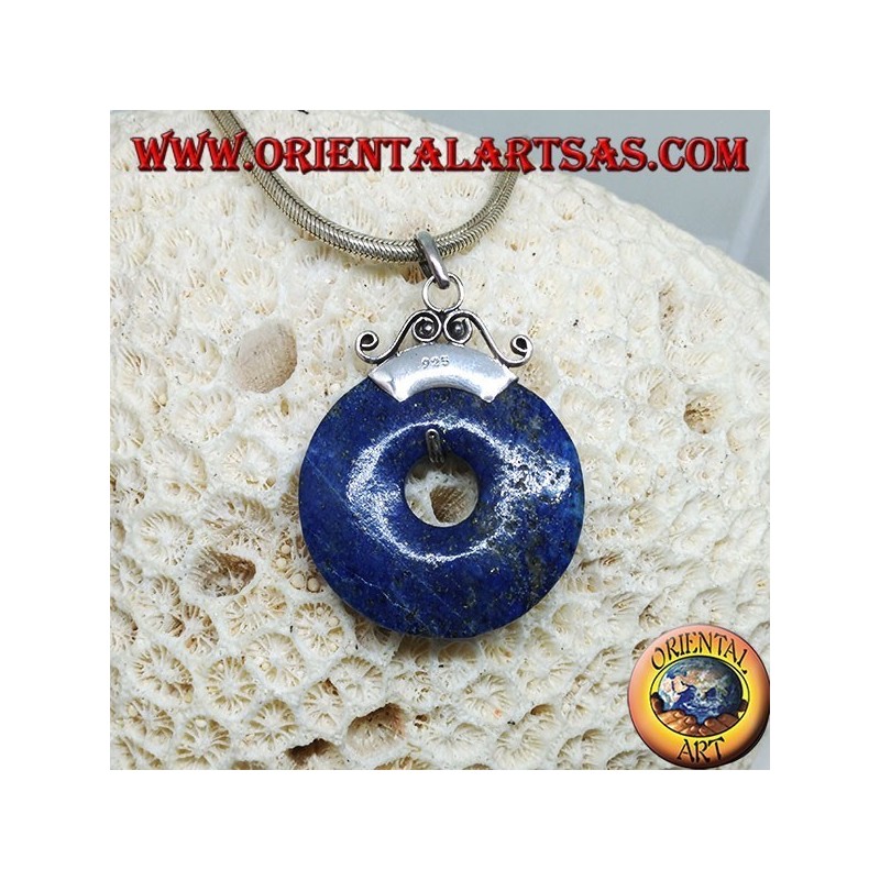 Ciondolo in argento con ciambella di lapislazzulo di mm. 37