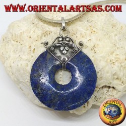 Pendentif en argent avec donut en lapis-lazuli de mm. 37