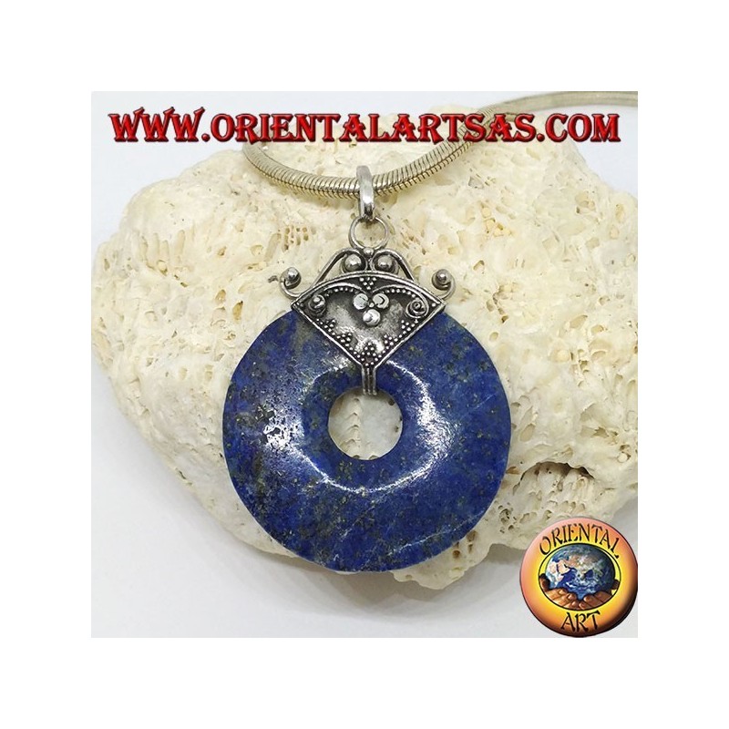 Silberanhänger mit Lapislazuli Donut von mm. 37