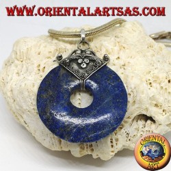 Silver pendant with lapis lazuli donut of mm. 37