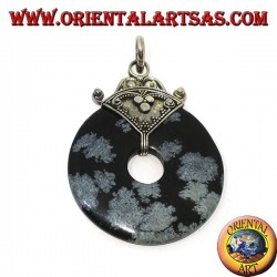 Ciondolo in argento con ciambella di Ossidiana di mm. 37
