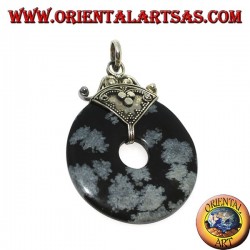 Silver pendant with Obsidian donut of mm. 37