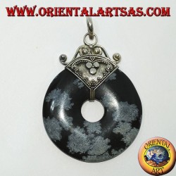 Colgante de plata con buñuelo de Obsidiana de mm. 37
