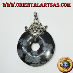 Pendentif en argent avec donut en Obsidienne de mm. 37