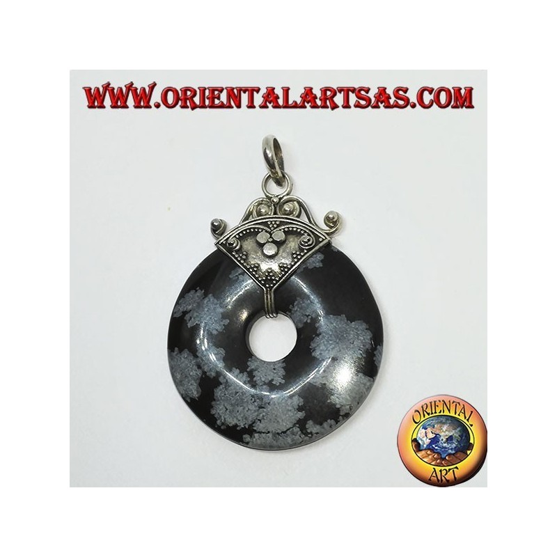 Colgante de plata con buñuelo de Obsidiana de mm. 37