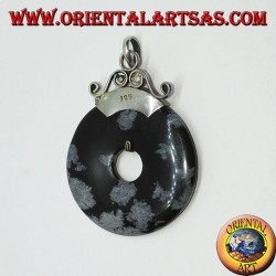 Colgante de plata con buñuelo de Obsidiana de mm. 37