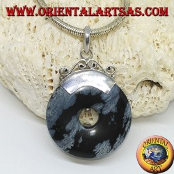 Colgante de plata con obsidiana en forma de rosquilla de mm. 30