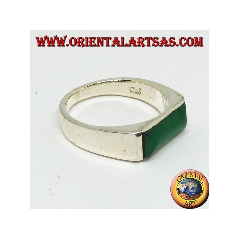 Anello in argento con agata verde rettangolare stretta