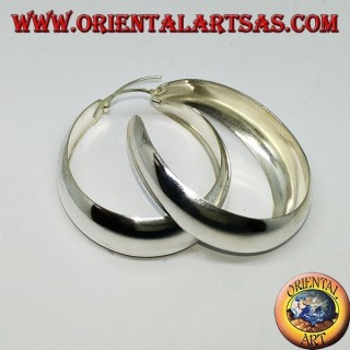 Créoles en argent, large bande convexe