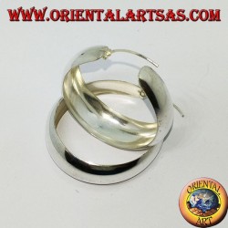 Pendientes de aro de plata, banda ancha convexa.